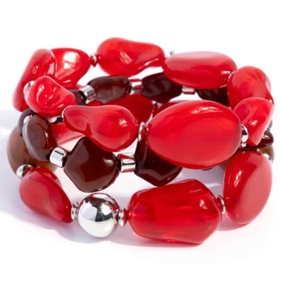 “Soothing Stack” Red Multi Bracelets Set - Picture 1 of 2
